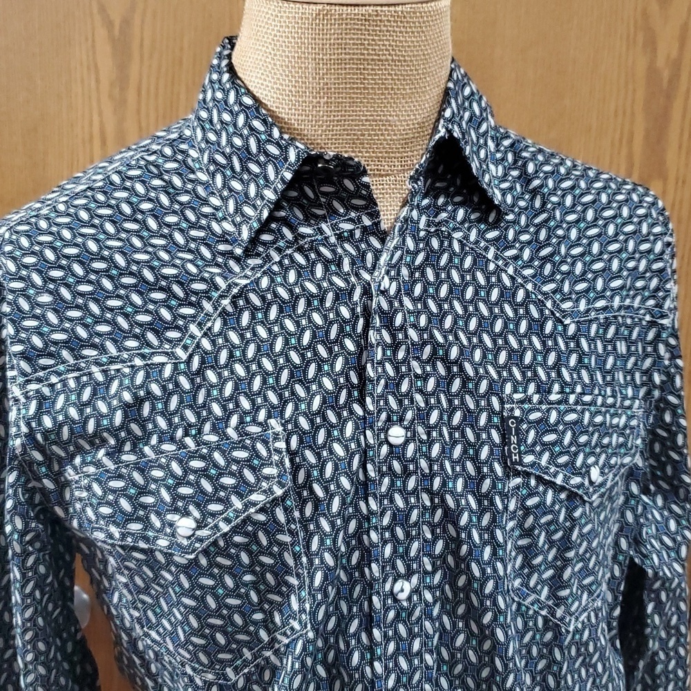 Cinch modern fit pearlsnap up western shirt black and turquoise